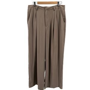 Tronjori Dress Pants WMnS SZ 14 Tan Wide Leg Highrise Pleated Loose Fit Slacks